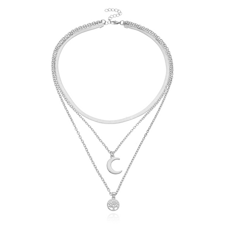 Mehrreihige Silberkette mit zartem Mondanhänger